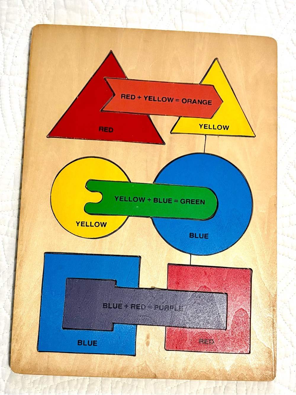 Vintage Wooden Color Mixing Shape Puzzle